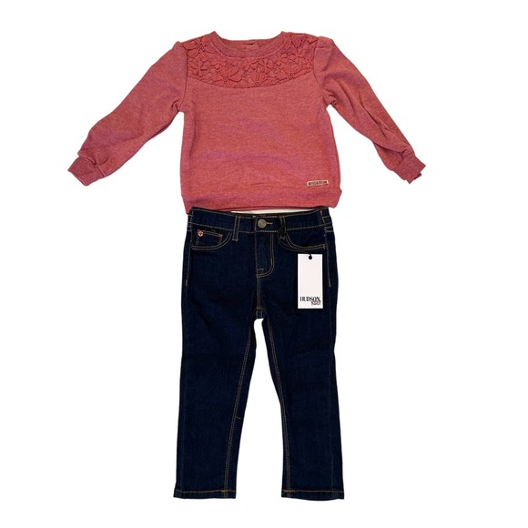 Hudson Adorable 2-Piece Set - Jeans & Long Sleeve Shirt, Size 2T K32 * - Picture 3 of 8